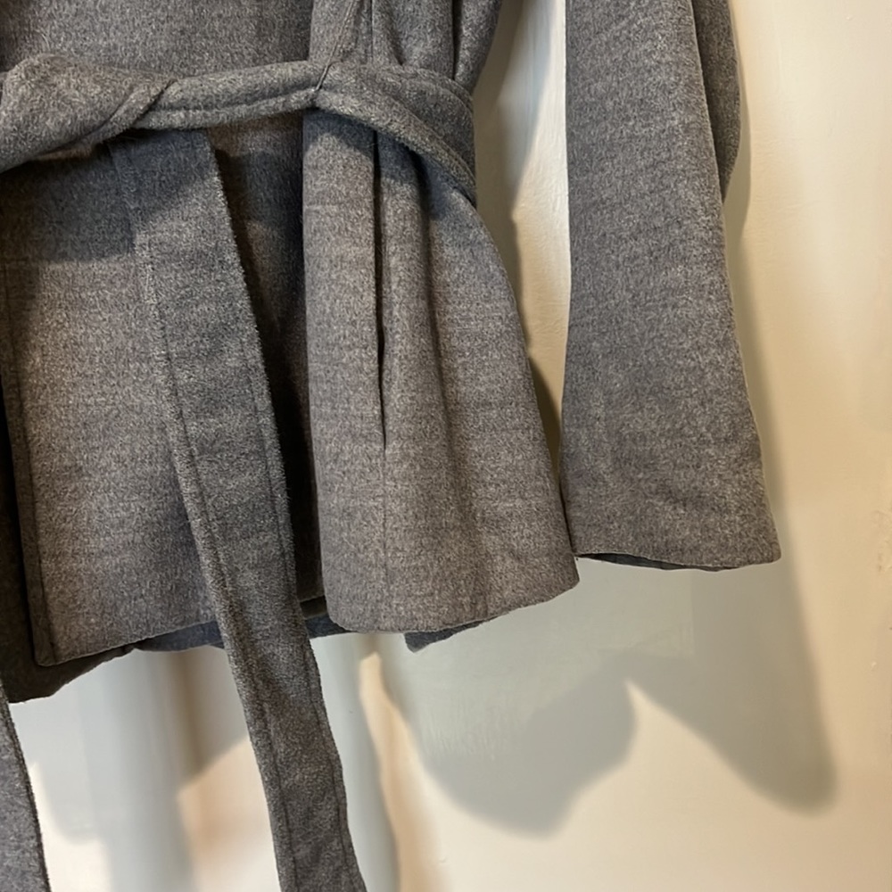 Grey Open Front Belted Jacket - image 4